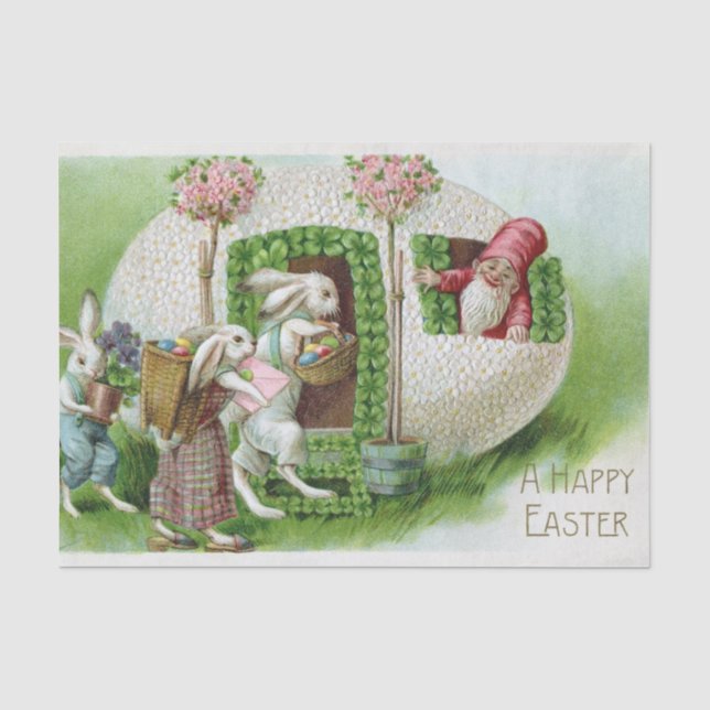 Vintag Osterhase und Ostereier Garten Seidenpapier (Vorderseite)