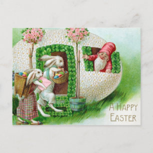 Vintag Osterhase und Ostereiergarten Postkarte