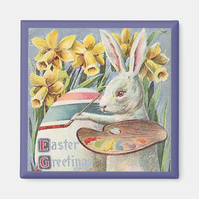 Vintag Osterhasen - Gemälde an Eiern, ZSSG Magnet (Vorne)