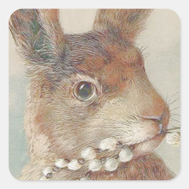 Vintag Osterhasen Quadratischer Aufkleber (Vorderseite)