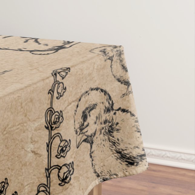 Vintag Osterhasen und Chick Kraft Brown Tischdecke (Beispiel)