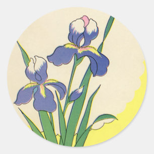 Vintag Ostern, Lila Garten Iris Blume Runder Aufkleber