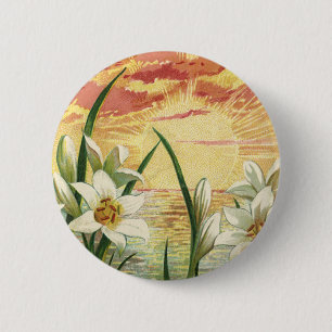 Vintag Ostern Lilies Sunrise und Viktorianische En Button