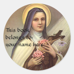 Vintag Ostern, Nun w Cross, religiöses Buchzeichen Runder Aufkleber