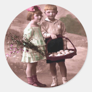Vintag Ostern Runder Aufkleber