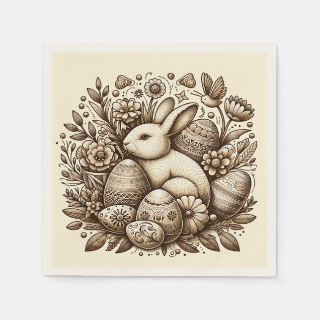 Vintag Ostern Sonnige Blume & Eier 1. Geburtstag Serviette (Vorderseite)