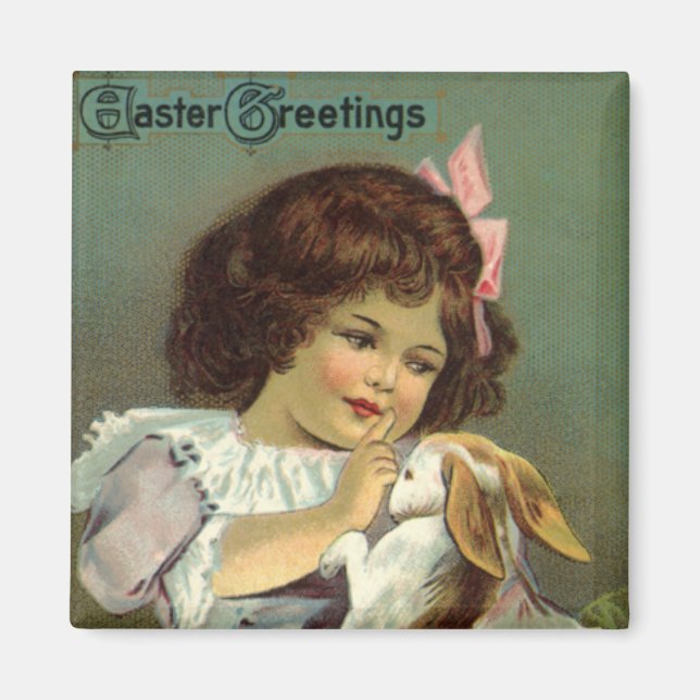 Vintag Ostern, Viktorianische Kanincheneier Magnet (Vorne)
