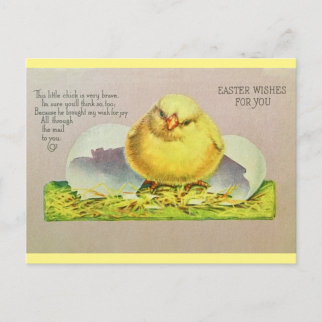 Vintag Ostern wünscht Niedliche Küken Postkarte (Vorderseite)