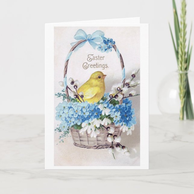 Vintag Osterskick Bouquet Basket Karte (Vorderseite)