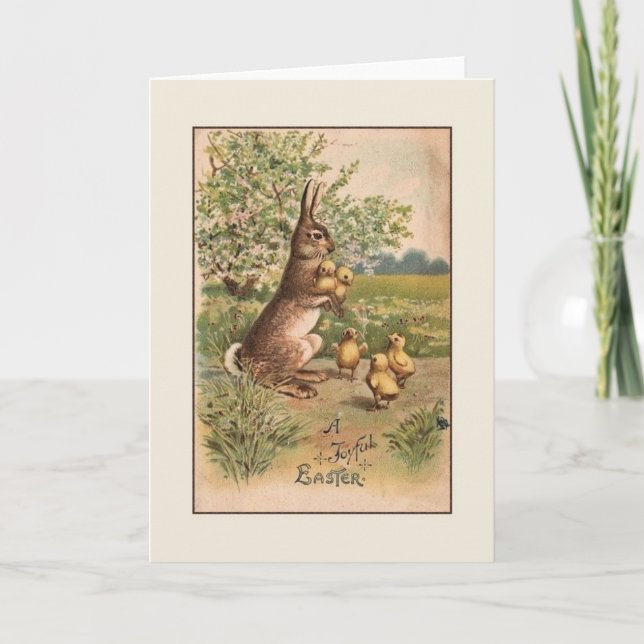 Vintag Ostersonnige Grußkarte Feiertagskarte (Vorderseite)
