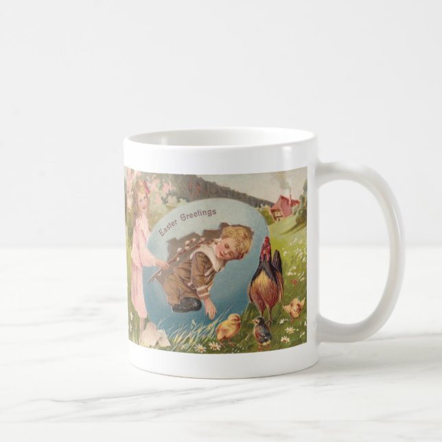 Vintag-OsterViktorianische Girl & Boy Kaffeetasse (Rechts)