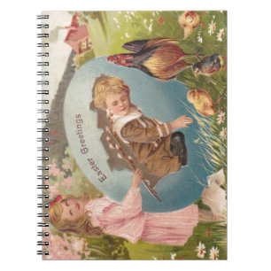 Vintag-OsterViktorianische Girl & Boy Notizblock