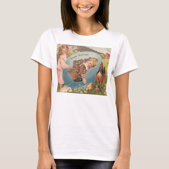 Vintag-OsterViktorianische Girl & Boy T-Shirt (Vorderseite)