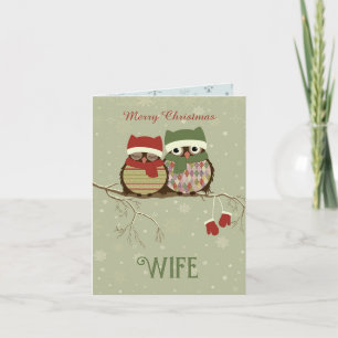 Vintag Owls Ehefrau Weihnachten Karte