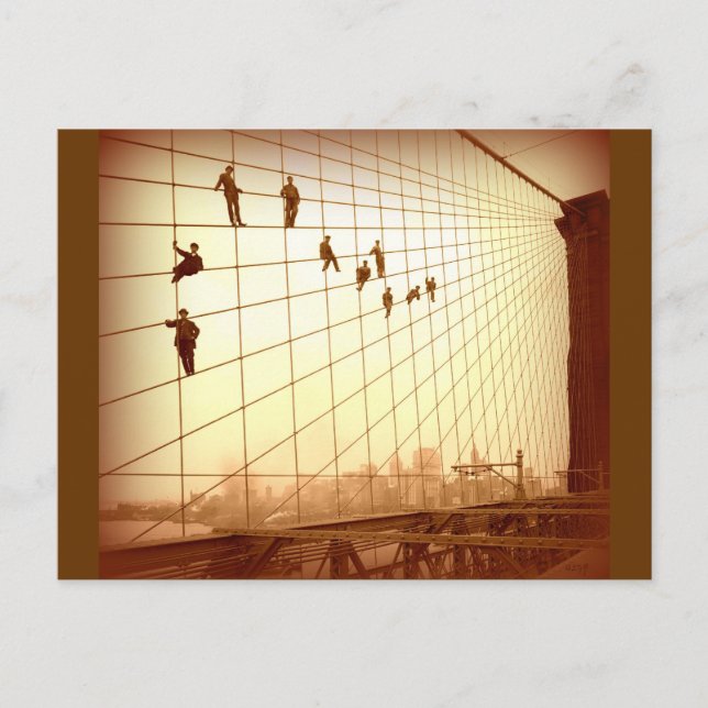 Vintag Painters Brooklyn Bridge Postkarte (Vorderseite)