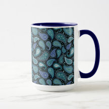 Vintag Paisley Blue Aquamarin Floral Tasse