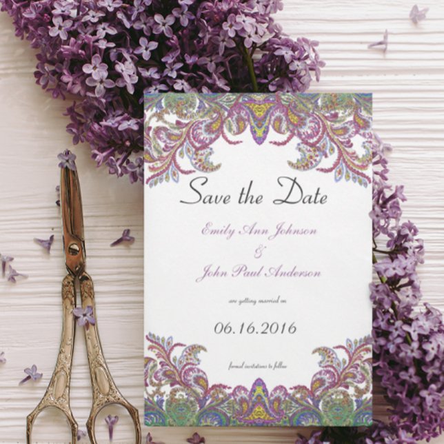 Vintag Paisley Pink und Green Wedites Einladung (Von Creator hochgeladen)