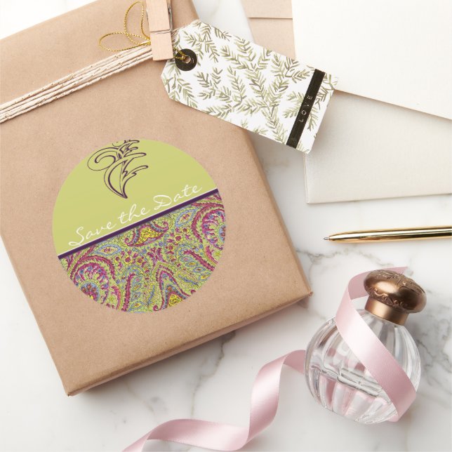 Vintag Paisley Runder Aufkleber (Schenken)