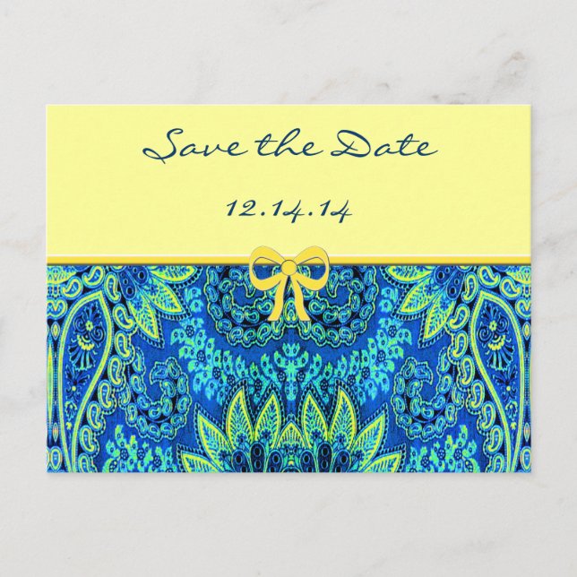 Vintag Paisley Save the Date Ankündigungspostkarte (Vorderseite)