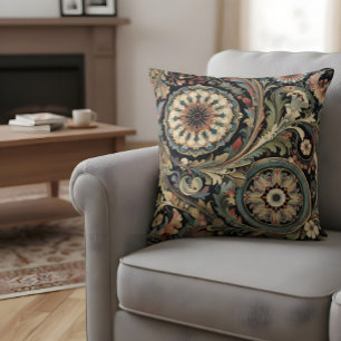 Vintag Paisley Throw Kissen Dunkelgrüner Orange