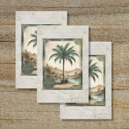 Vintag Palm Tree Ocean Beach Ephemera 2 Decoupage Seidenpapier