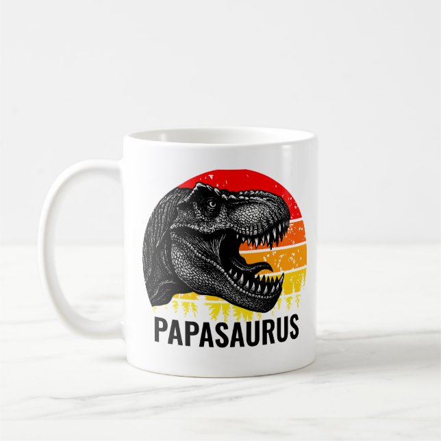 Vintag Papasaurus T-rex Sunset Kaffeetasse (Links)