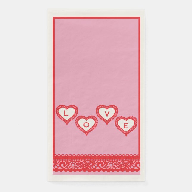 Vintag Paper Hearts Paper Napkin Serviette (Vorderseite)