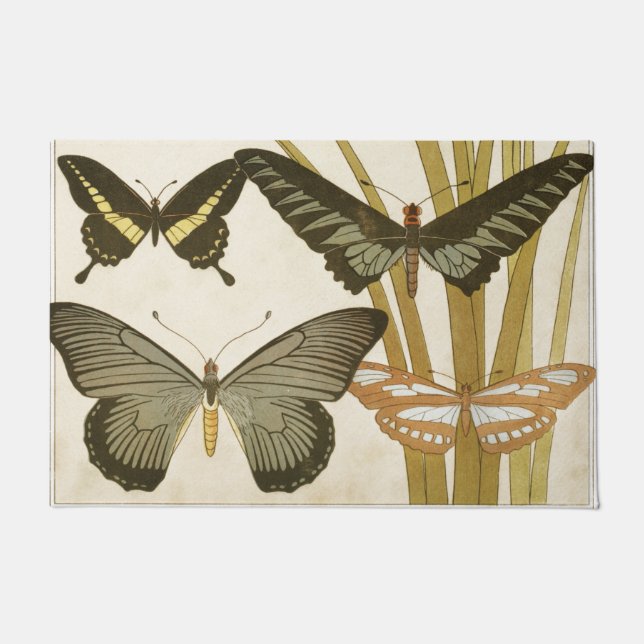 Vintag Papillon Butterflies Illustration Art Fußmatte (Vorderseite)