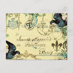 Vintag Paris Bluebird Postcard Postkarte