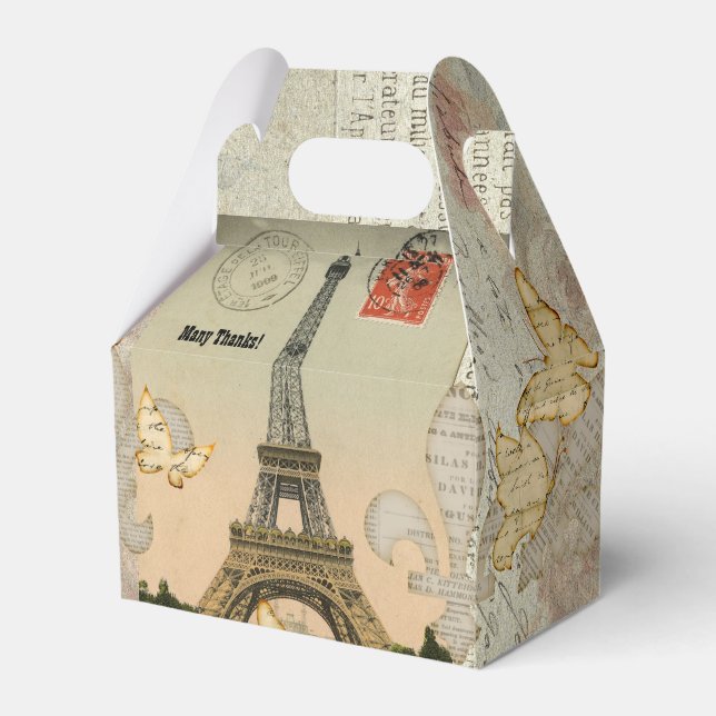 Vintag Paris Collage Eiffel Tower Personalisiert Geschenkschachtel (Vorderseite)