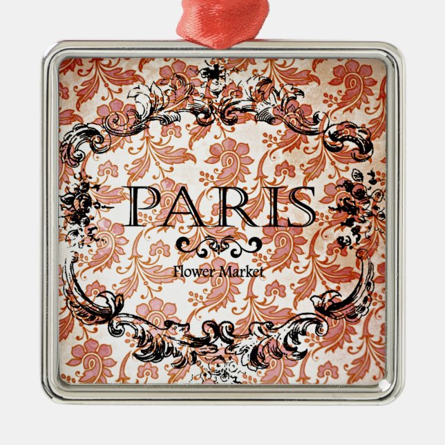 Vintag Paris Damask Ornament Aus Metall (Vorne)