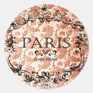 Vintag Paris Damask Runder Aufkleber