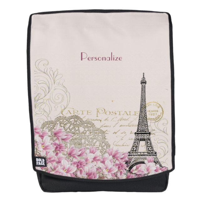 Vintag Paris Eiffel Tower Personalize Rucksack (Vorderseite)