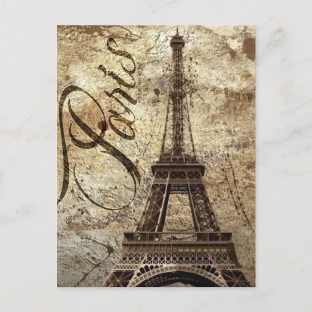 Vintag Paris Eiffel Tower Postkarte (Vorderseite)