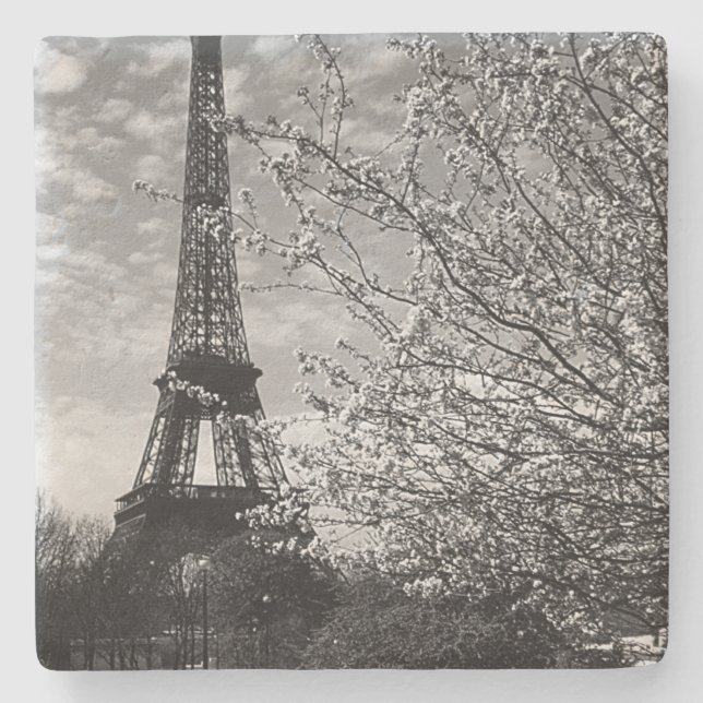 Vintag Paris Eiffel Tower Steinuntersetzer (Vorderseite)