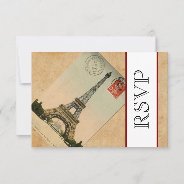 Vintag Paris Eiffel Tower UAWG RSVP Karte (Vorderseite)