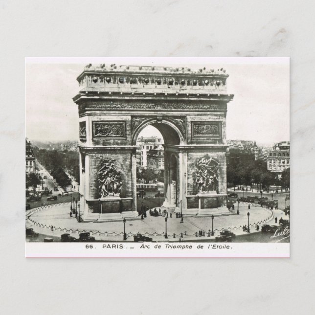 Vintag Paris, Etoile, Arc de Triumphe Postkarte (Vorderseite)