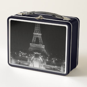 Vintag Paris Fontains Tower Eiffel Metall Brotdose