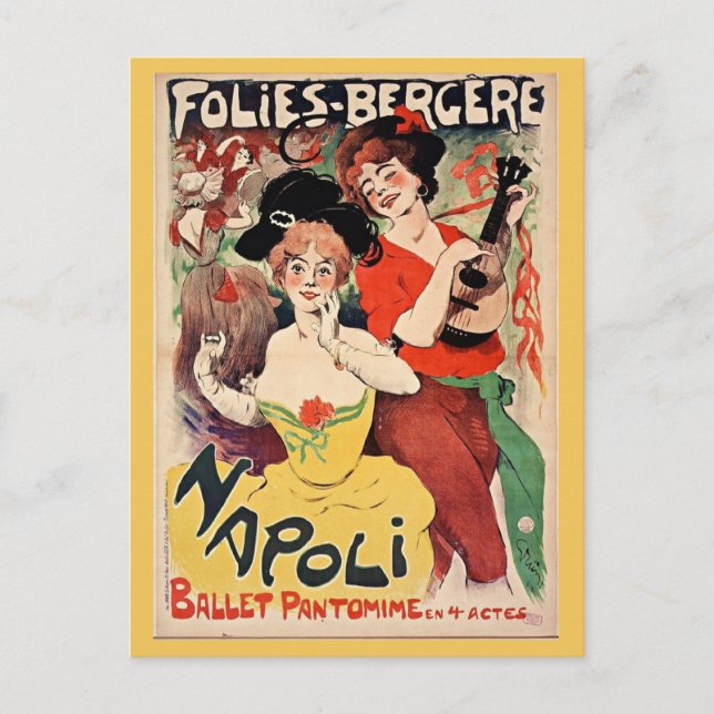 Vintag Paris France Folies Bergère Postkarte (Vorderseite)