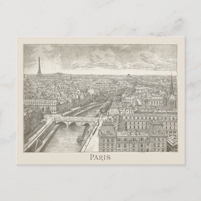 Vintag Paris Frankreich Eiffel Tower City Postkarte (Vorderseite)