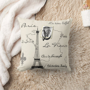 Vintag Paris Frankreich Eiffel Tower Monogram Kissen