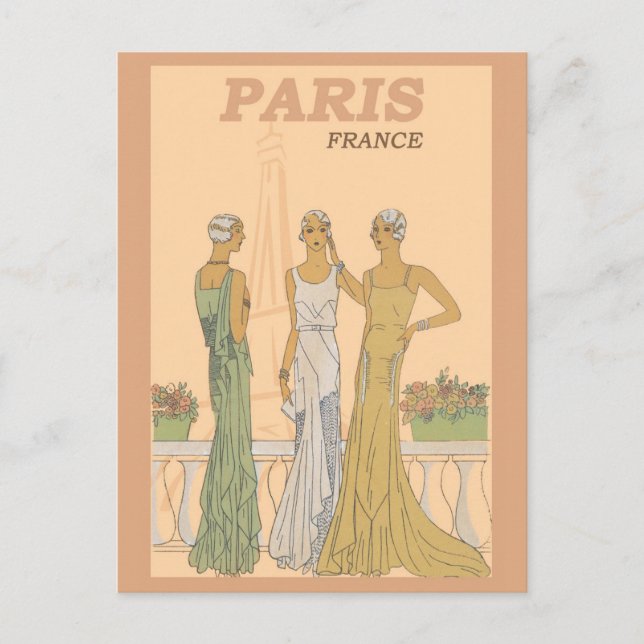 Vintag Paris Frankreich - Frauenmode Postkarte (Vorderseite)