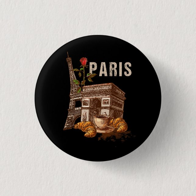 Vintag Paris Frankreich Urlaub Eiffel Tower Paris  Button (Vorderseite)