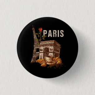 Vintag Paris Frankreich Urlaub Eiffel Tower Paris Button