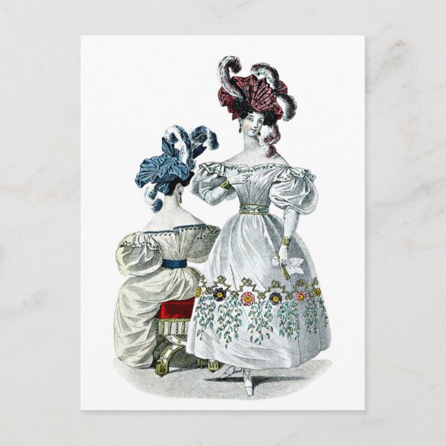 Vintag: Paris-Mode, 1830 Postkarte (Vorderseite)