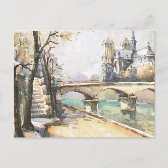 Vintag Paris, Notre Dame, Seine Postkarte (Vorderseite)