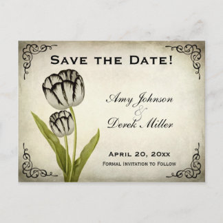 Vintag Parrot Tulip Save the Date Postkarte