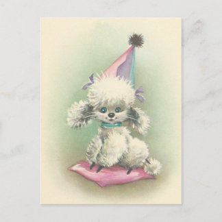 Vintag Party Poodle Einladungspostkarte