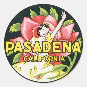 Vintag Pasadena California Runder Aufkleber