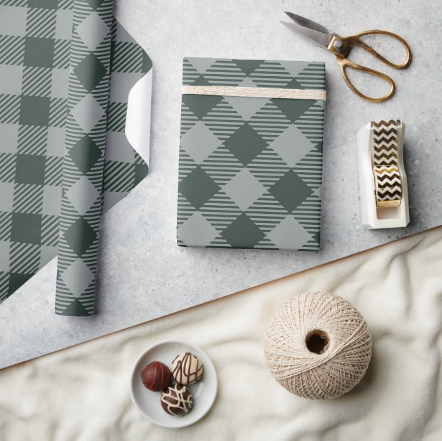 Vintag Pastel Blue Karo Gingham Pattern Geschenkpapier (Kunsthandwerk)